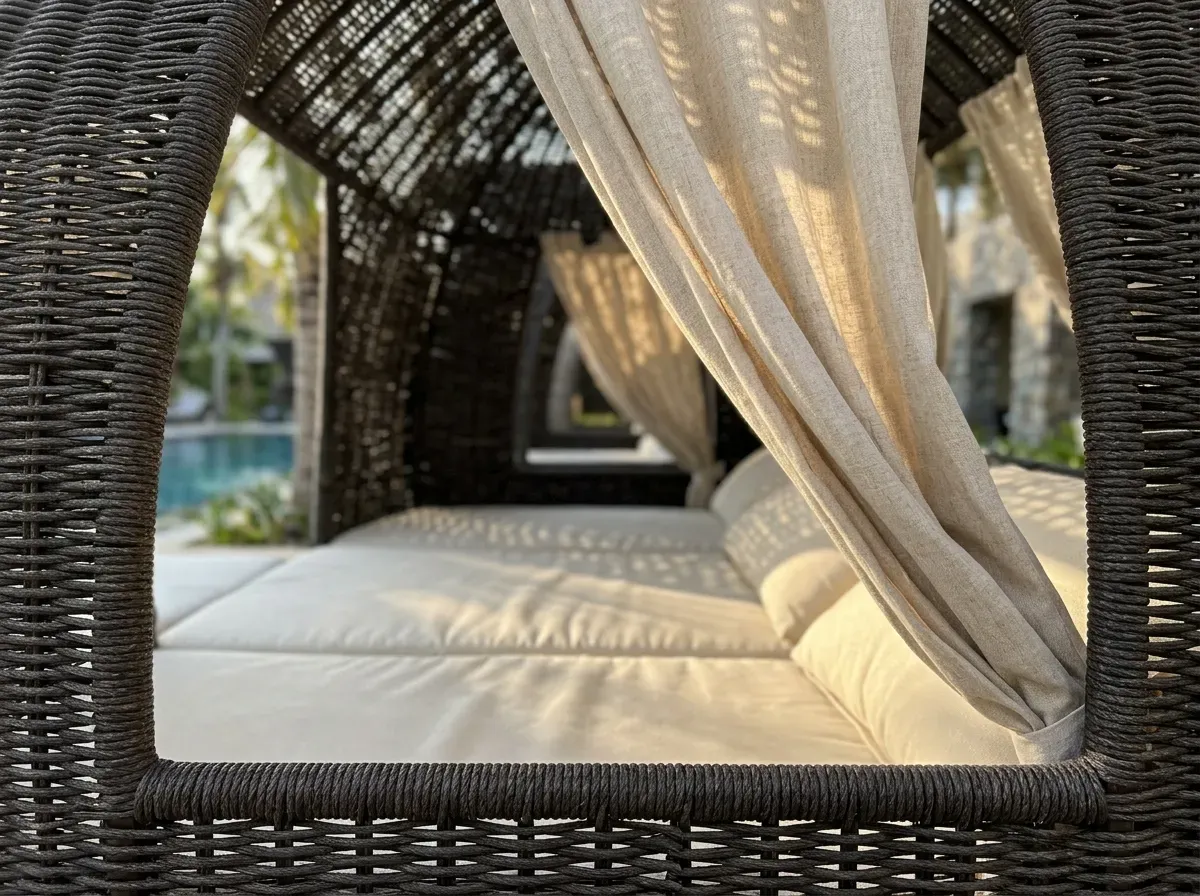 Fully Woven Poolside Wicker Cabana Daybed