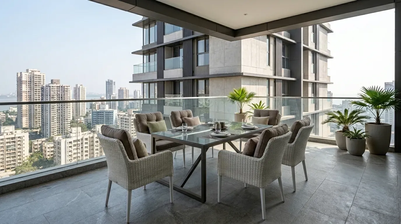 Bhardawadi Balcony Seating - Premium Outdoor Wicker Dining Furniture
