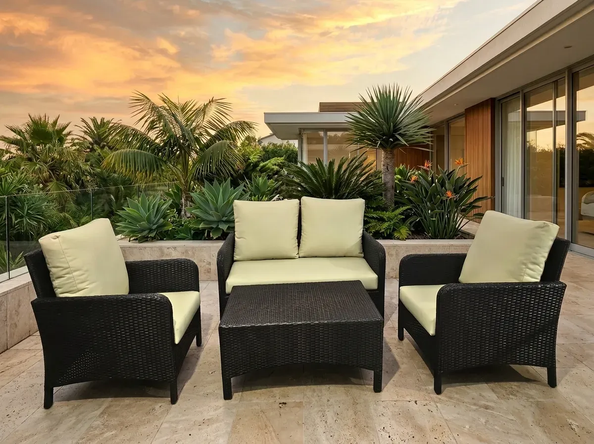 Premium Wicker Outdoor Furniture Sofa Set - Luxury Synthetic Rattan Living Ensembles